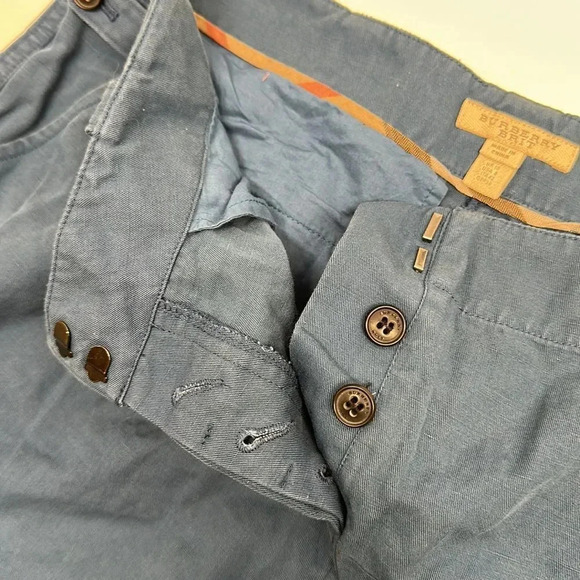 Burberry Brit Shorts Cuffed Knit Woven Woven Cotton Linen Blue Women's US Size 8 - Picture 8 of 10
